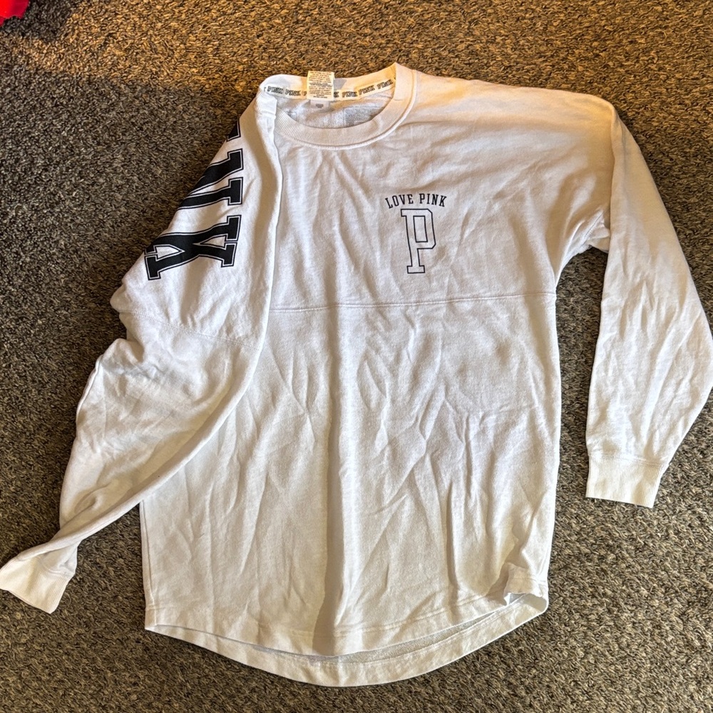 PINK Victoria's Secret White Long Sleeve Tee